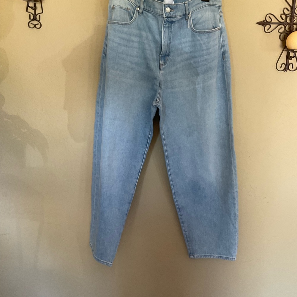 LOFT Light Blue Barrel leg, high waisted jeans.